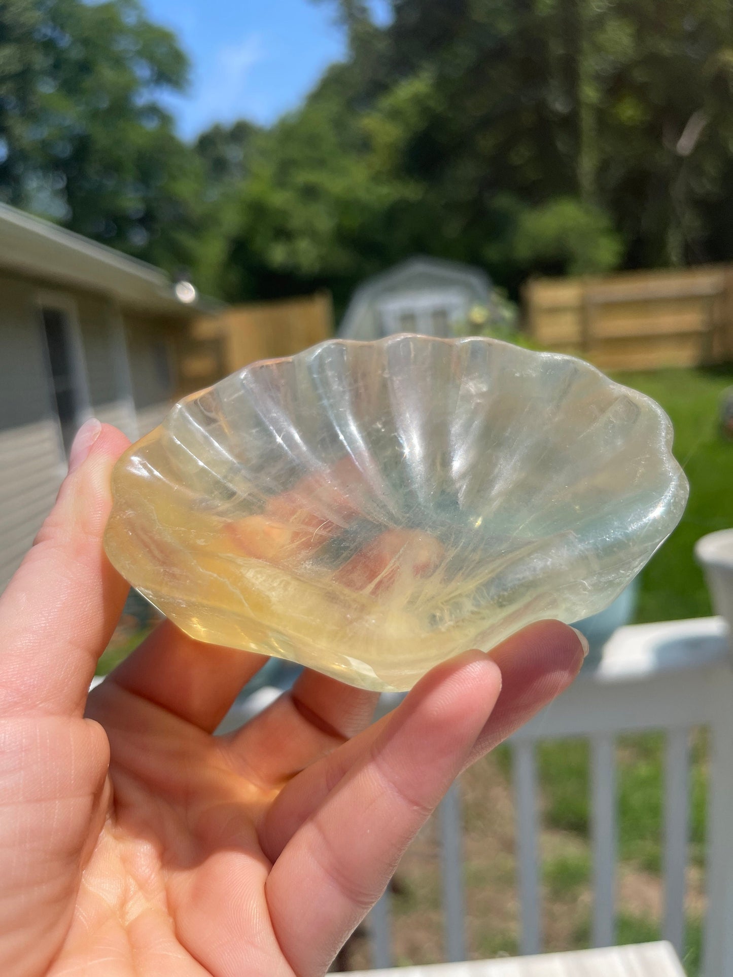 Fluorite Shell Bowl Carving: Healing Crystal, Cleansing & Balance
