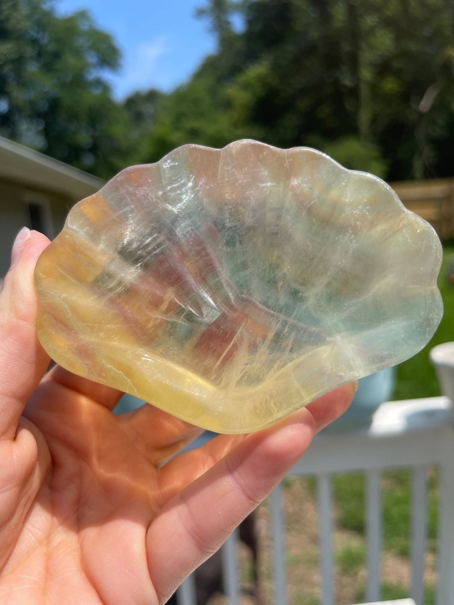 Fluorite Shell Bowl Carving: Healing Crystal, Cleansing & Balance