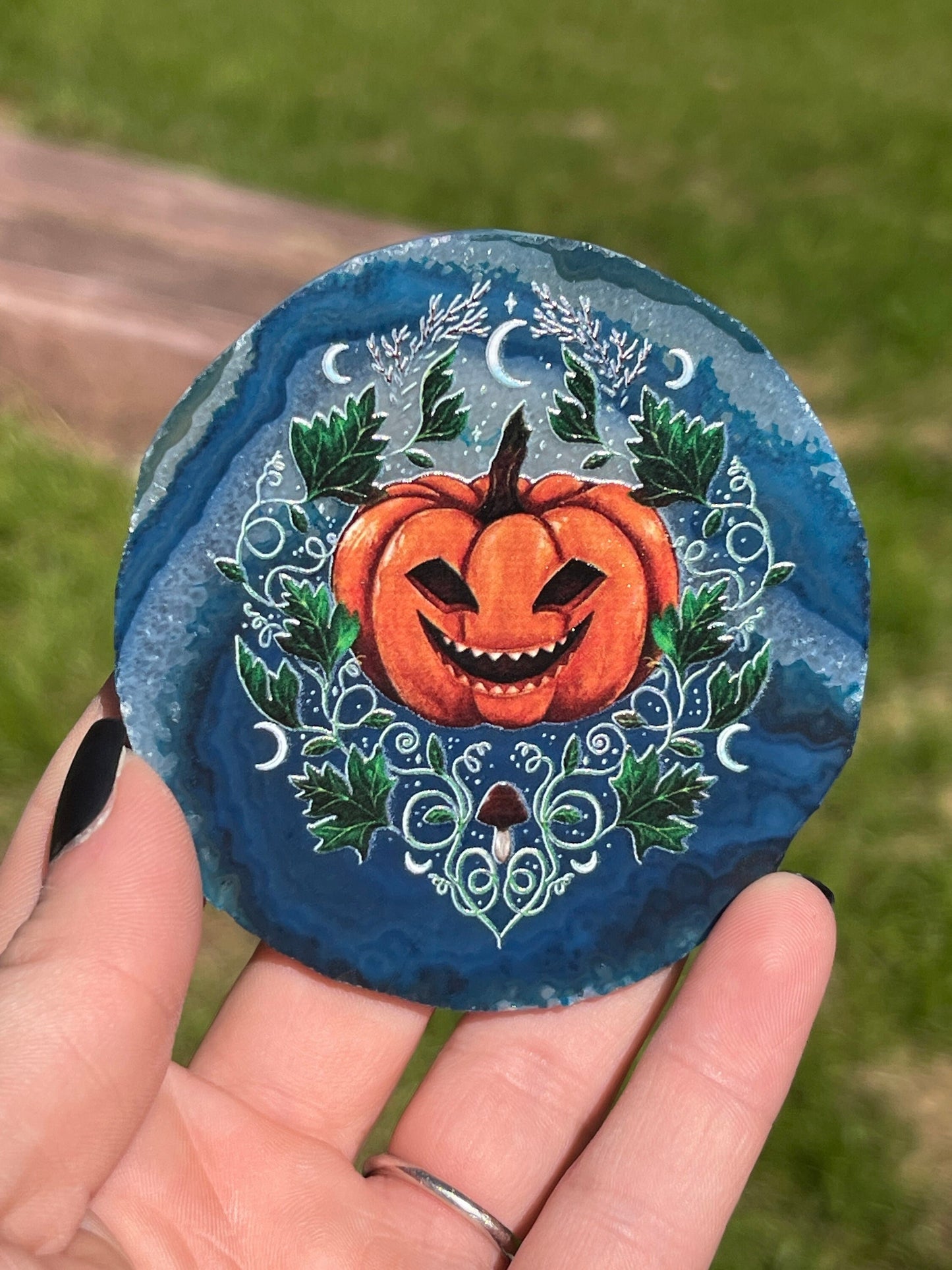 Halloween Pumpkin Agate Coaster