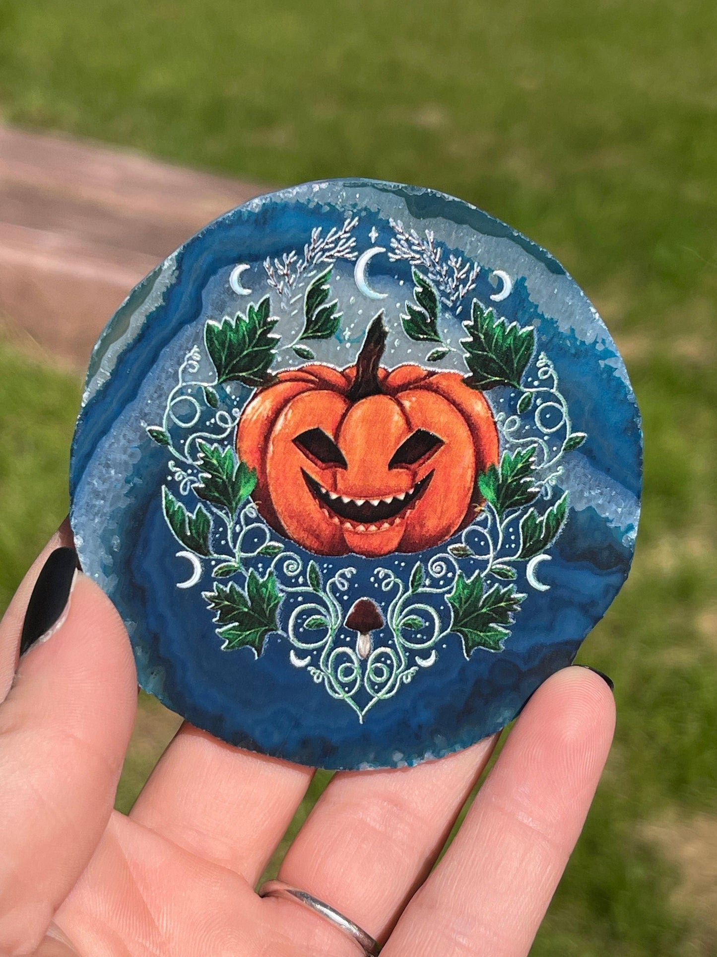 Halloween Pumpkin Agate Coaster