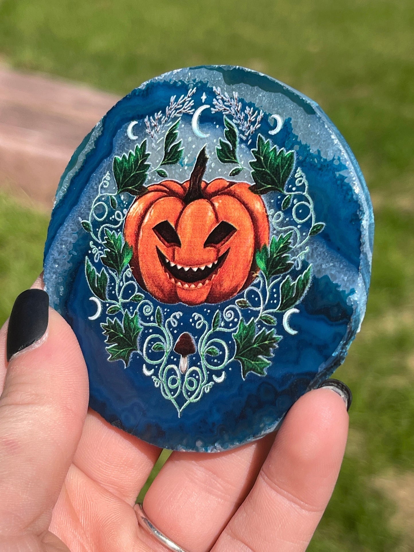 Halloween Pumpkin Agate Coaster