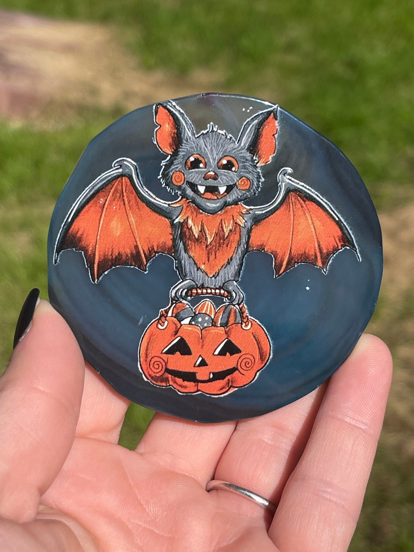 Halloween Bat Agate Coaster