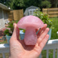 Rose Quartz Crystal Mushroom Carving: Meditation Stone