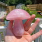Rose Quartz Crystal Mushroom Carving: Meditation Stone