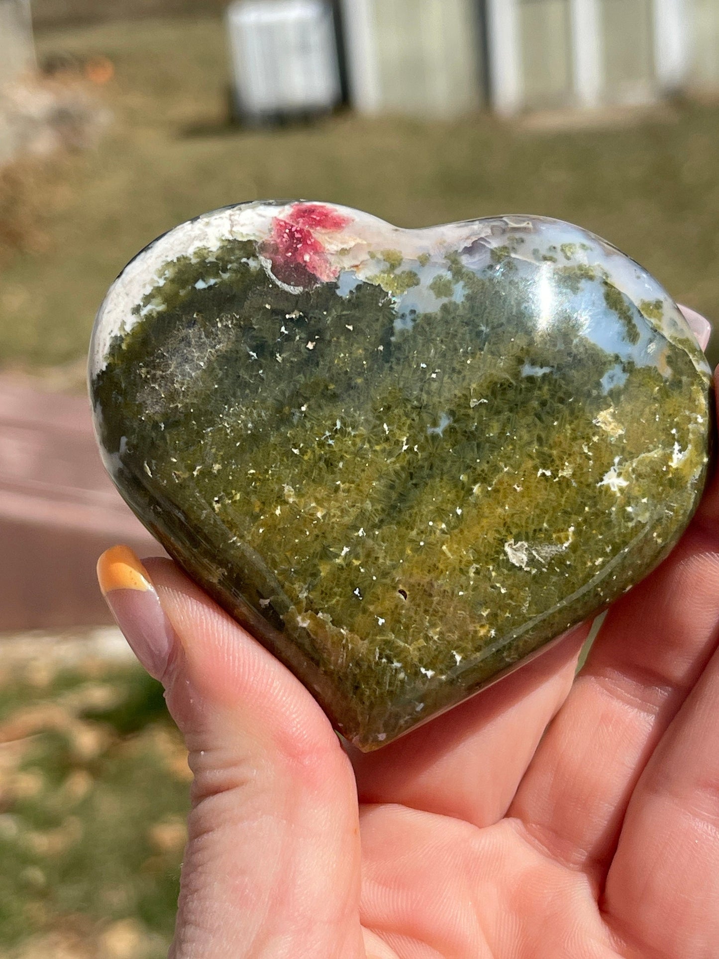 Ocean Jasper Heart Palm Stone