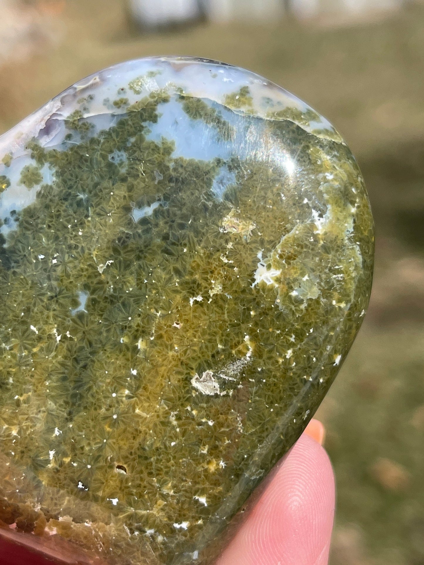 Ocean Jasper Heart Palm Stone