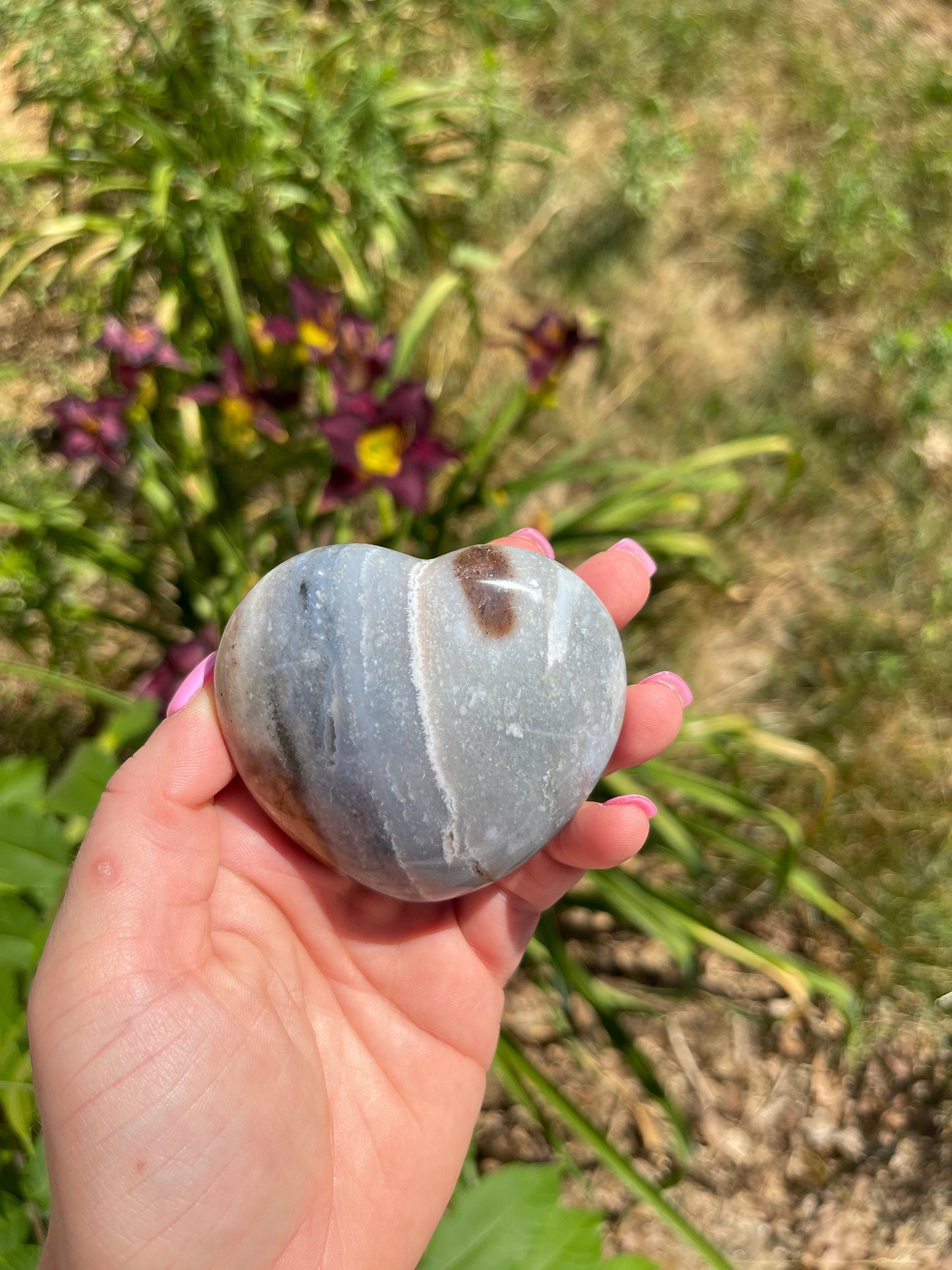 Ocean Jasper Heart Palm Stone