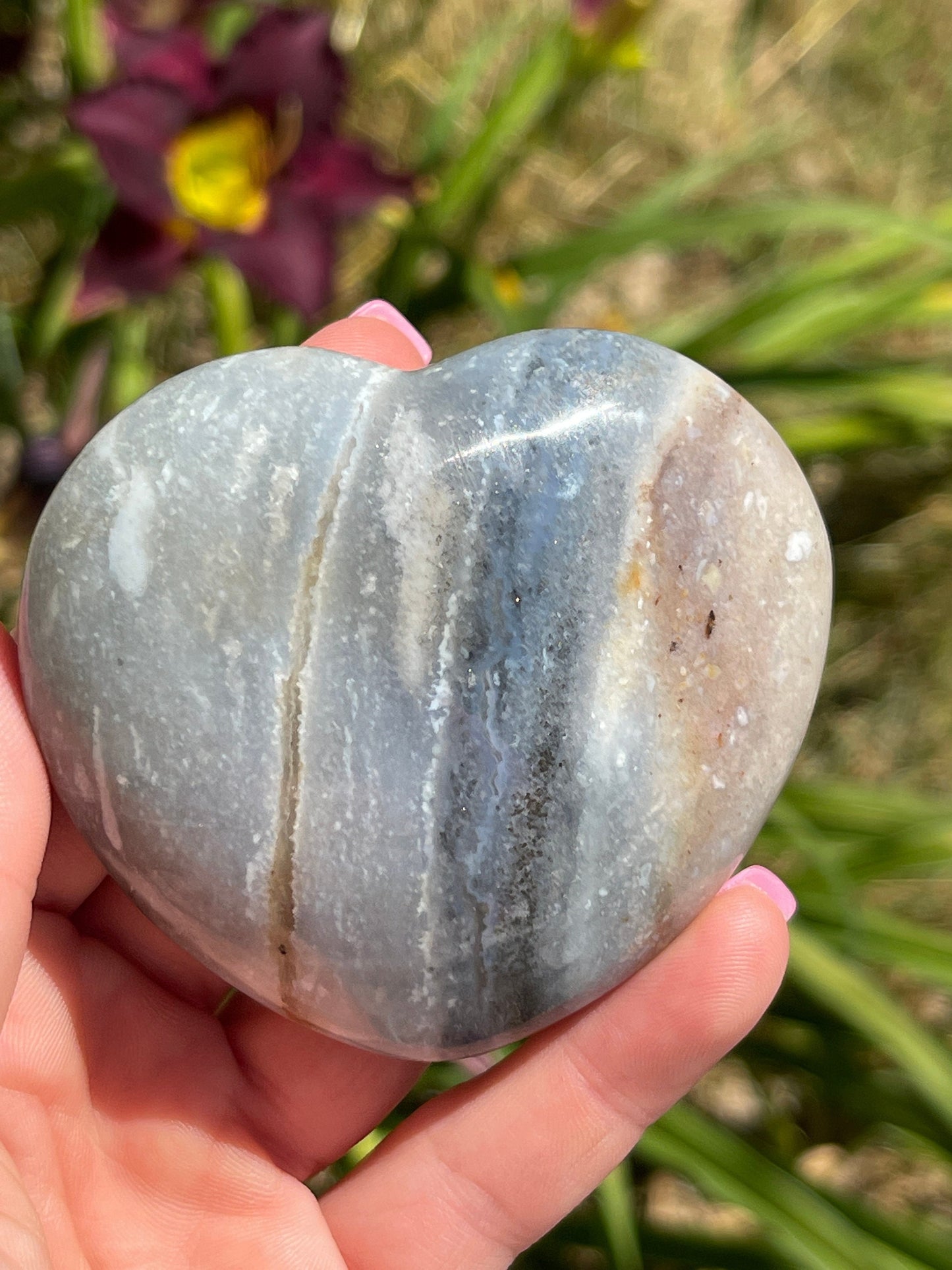 Ocean Jasper Heart Palm Stone