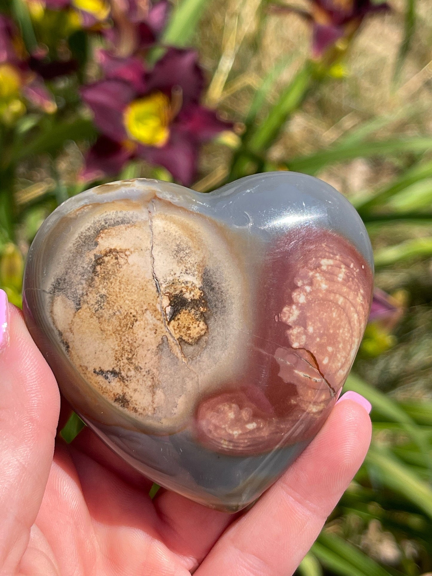 Polychrome Heart Palm Stone