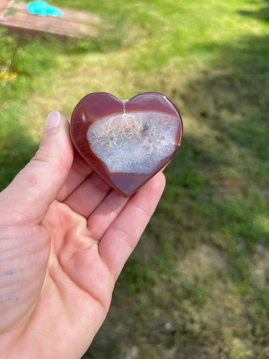 Carnelian Heart Heart Carving with Druzy
