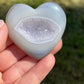 Druzy Agate Heart Carving