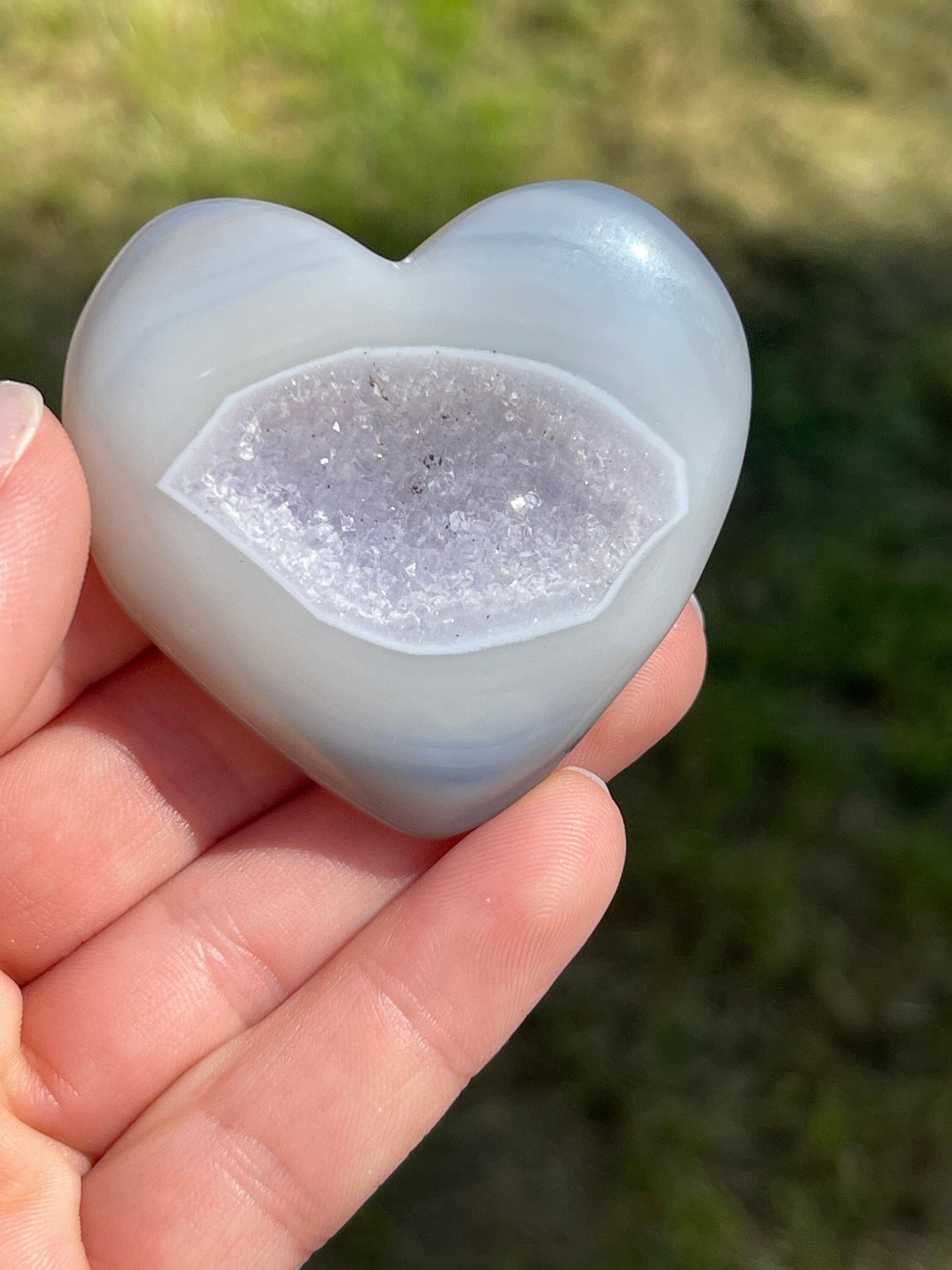 Druzy Agate Heart Carving