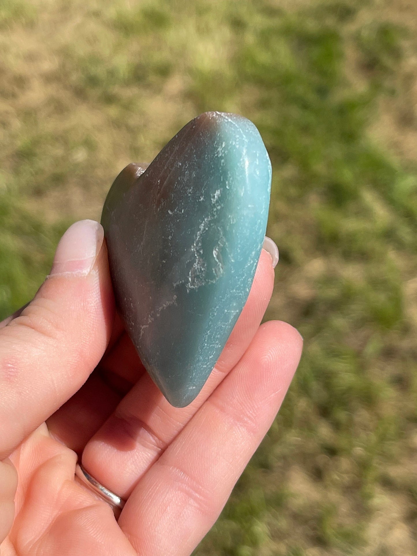 Caribbean Calcite Heart Palm Stone