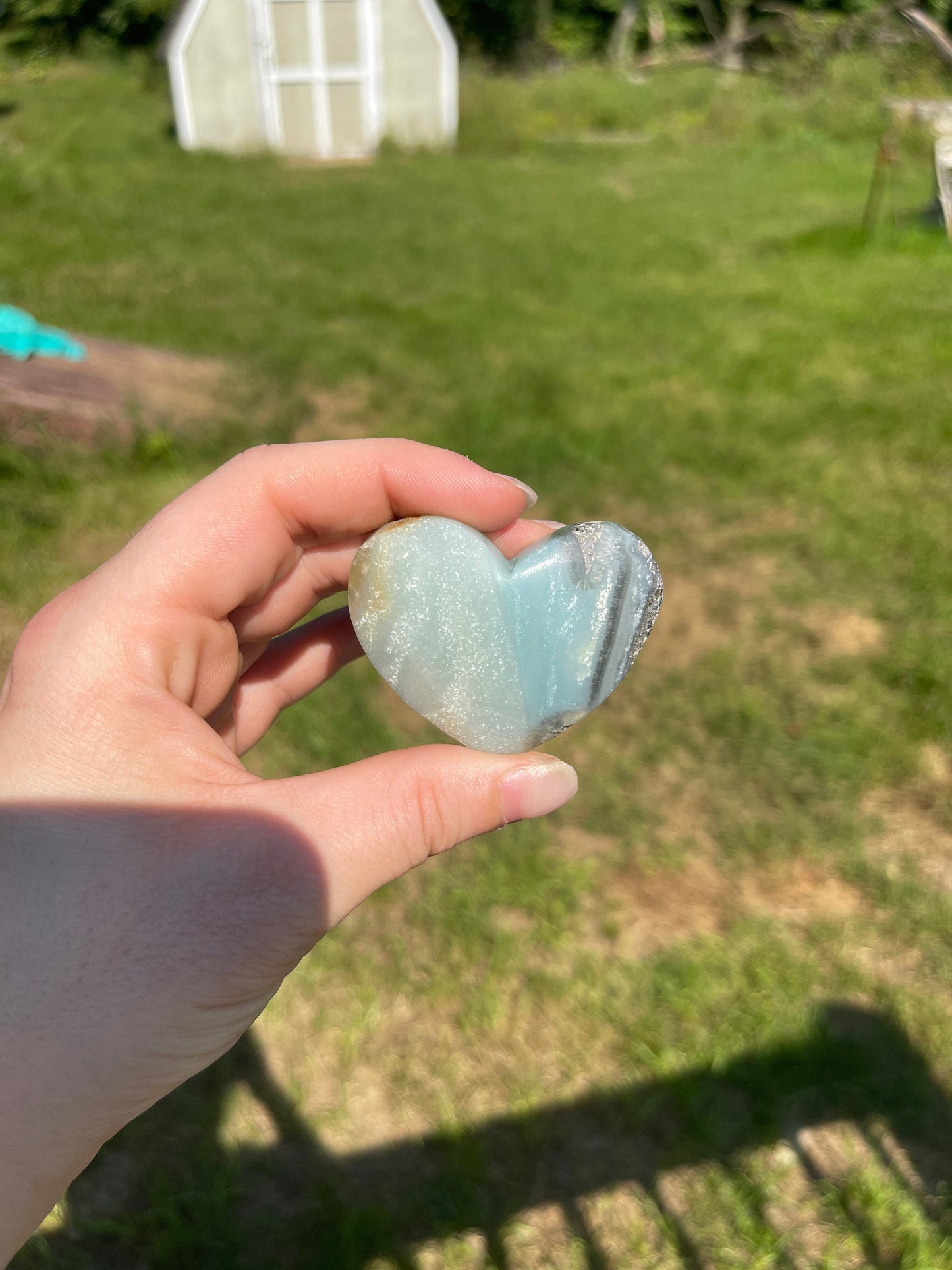Caribbean Calcite Heart Palm Stone