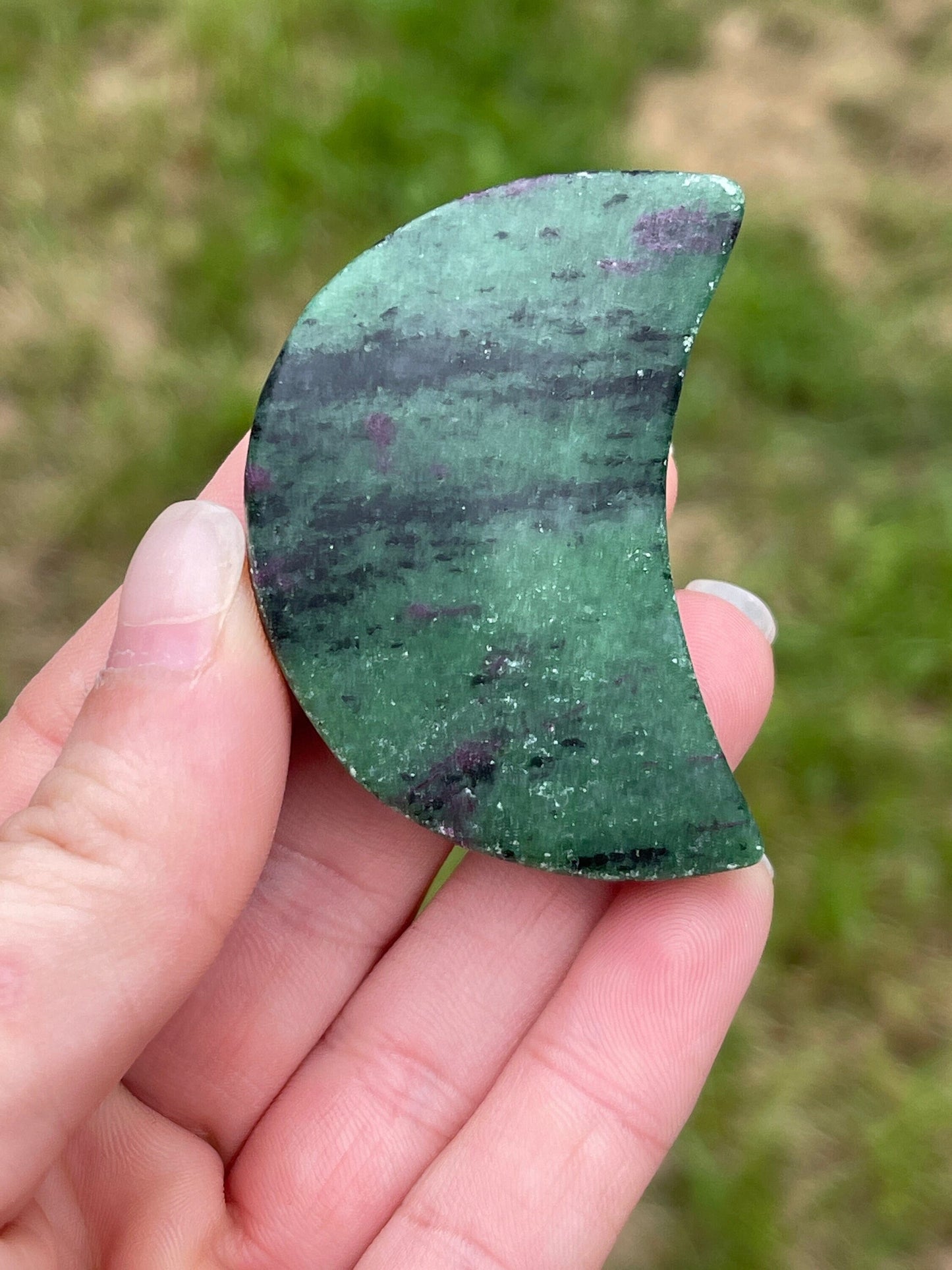 Ruby zoisite moon carving uv reactive
