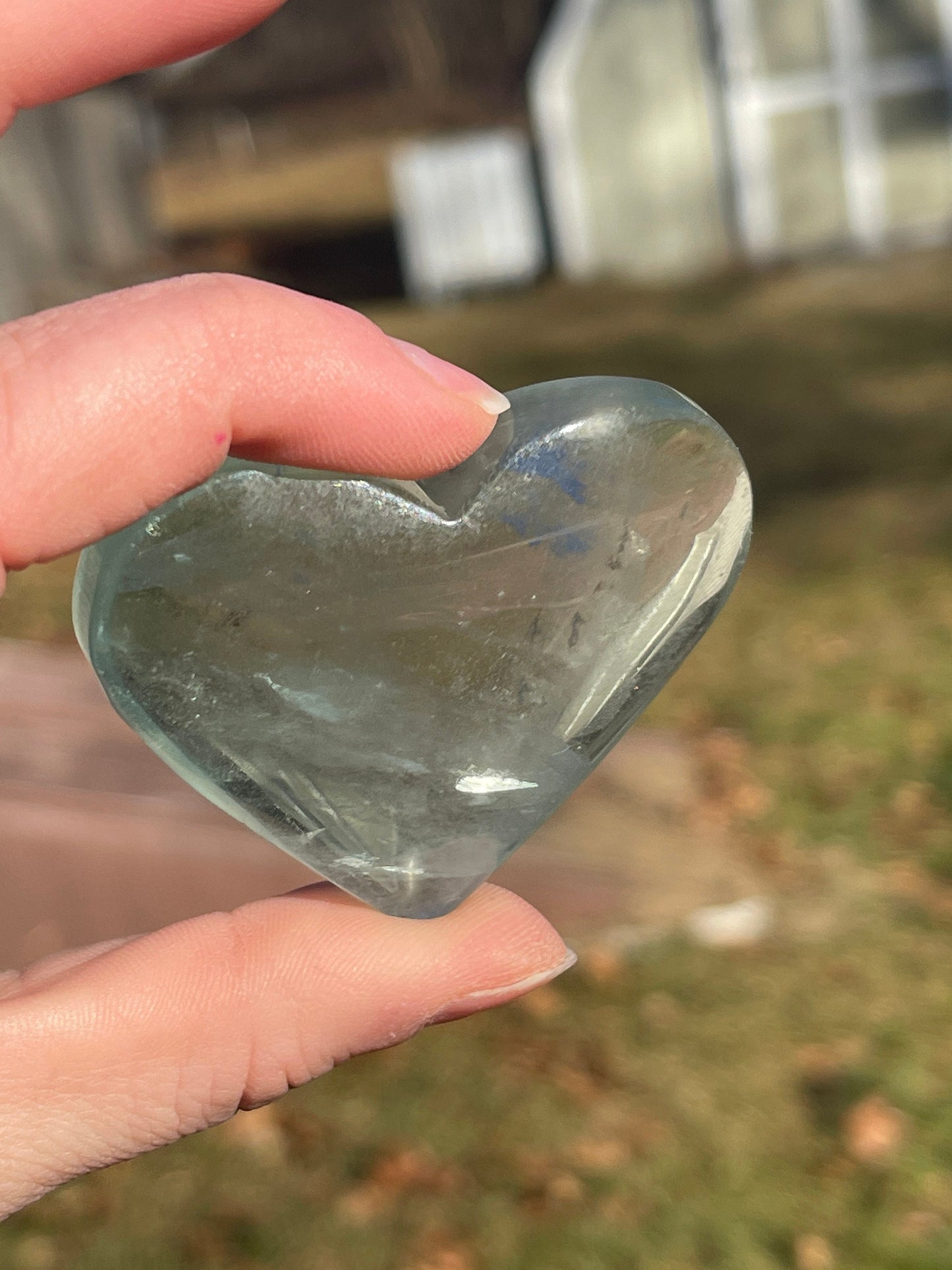 Mint Green Fluorite Crystal Heart Carving: Meditation Stone