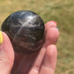 Black Rose Quartz Palm Stone with Flash