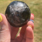 Black Rose Quartz Palm Stone with Flash
