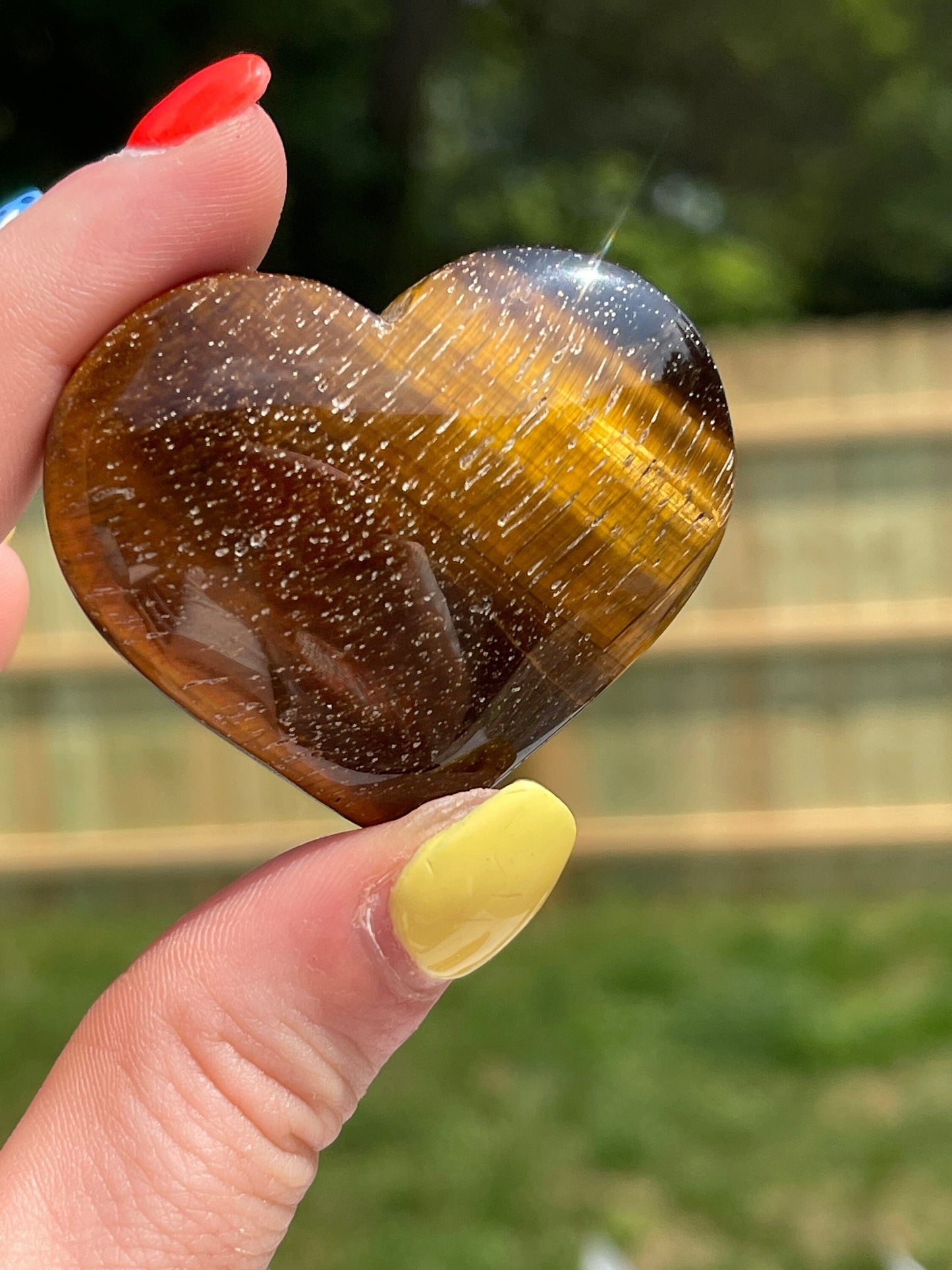 Tiger's Eye Heart Palm Stone