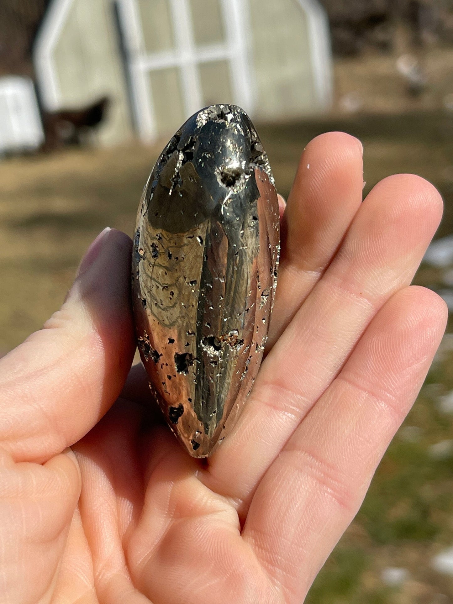 Pyrite Crystal Heart Carving: Abundance Manifestation Gift