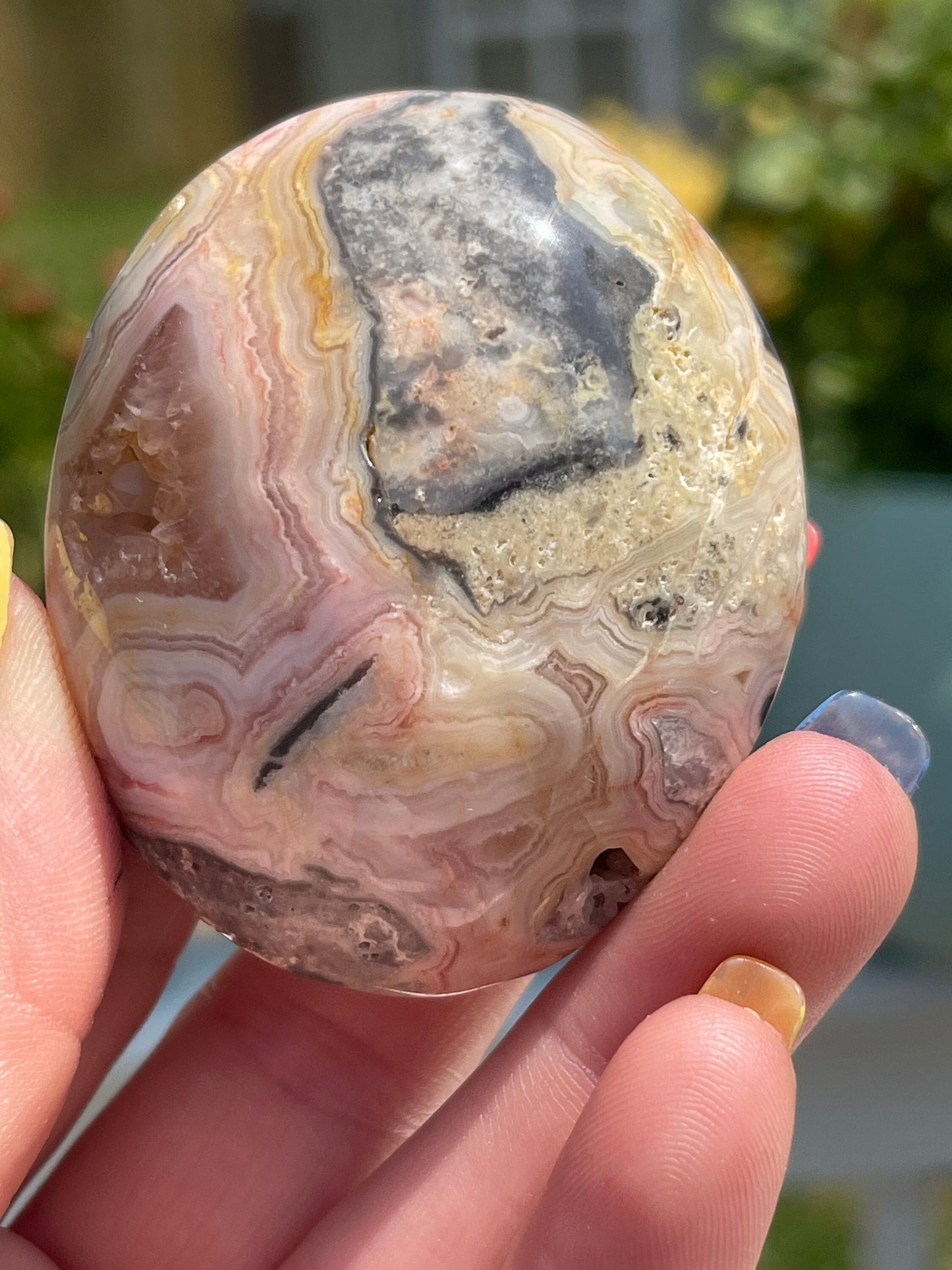 Crazy Lace Agate Palm Stone