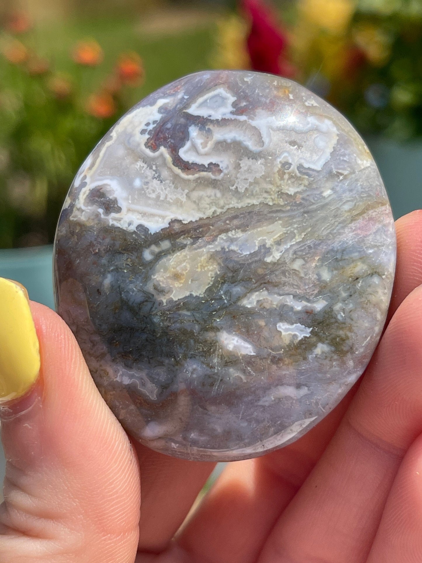 Moss Agate Palm Stone