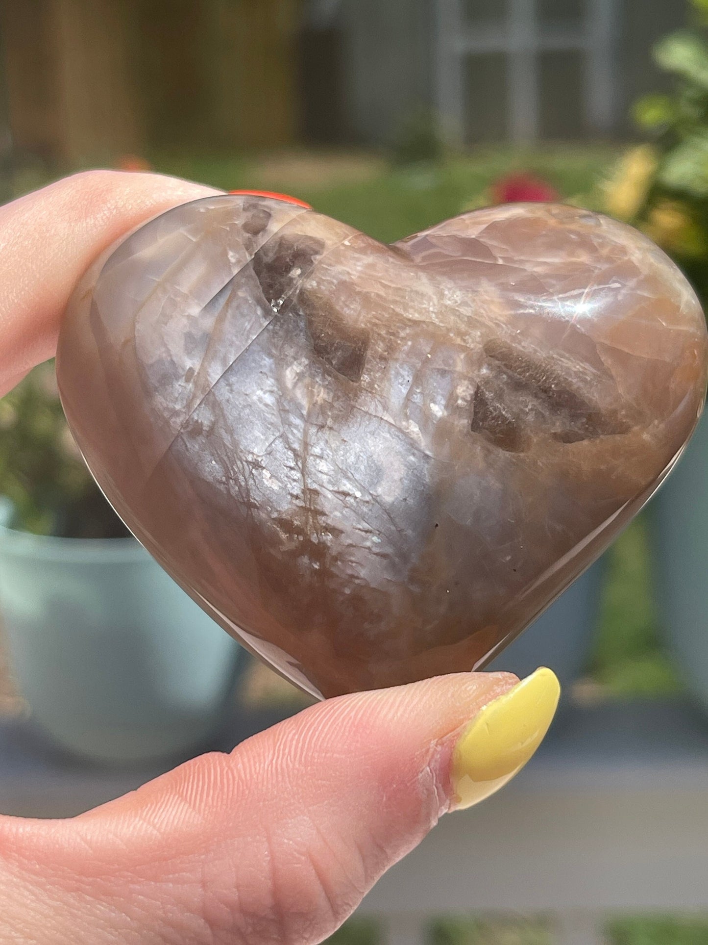 Peach Moonstone Heart Palm Stone