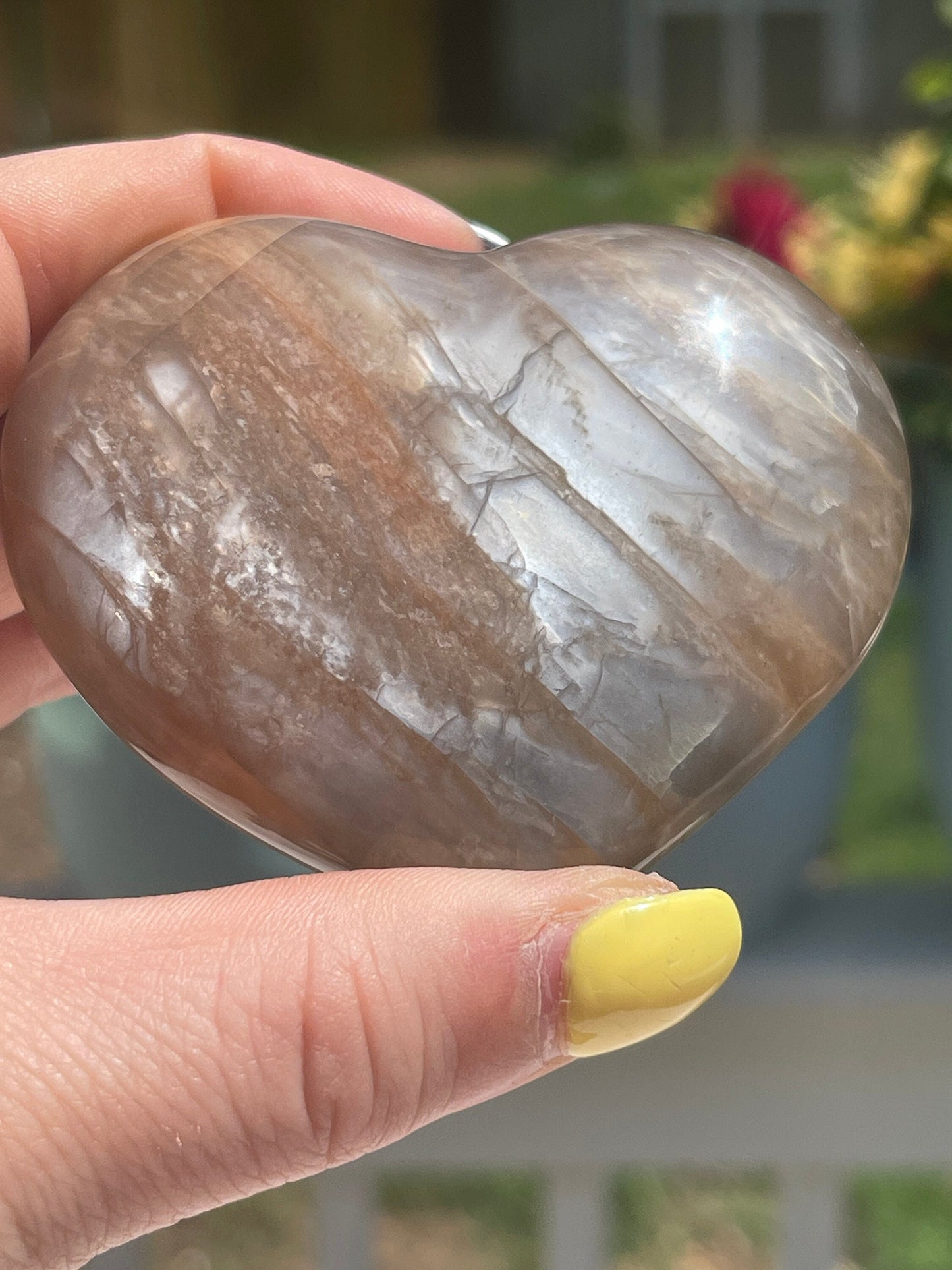 Peach Moonstone Heart Palm Stone