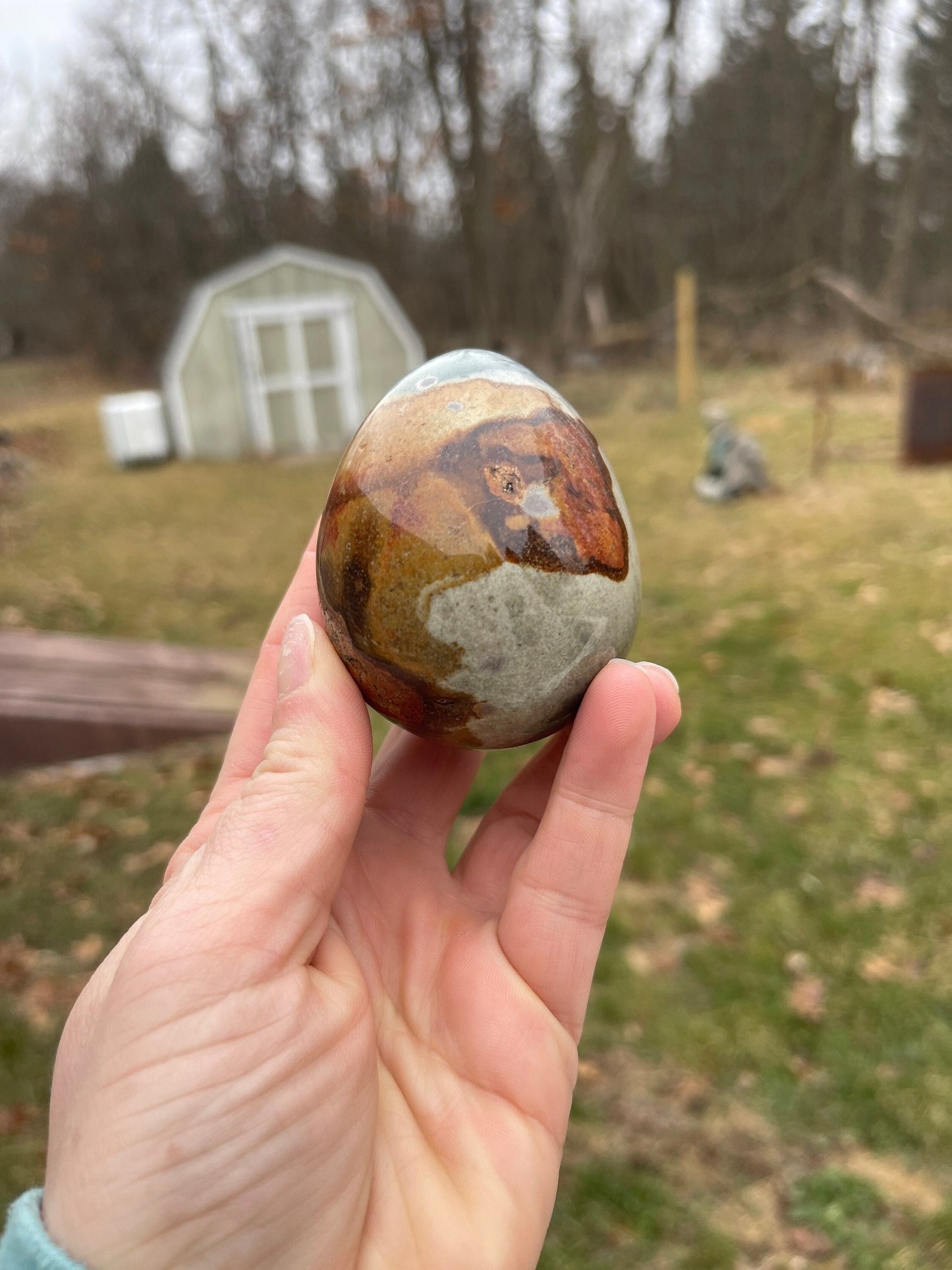 Polychrome Jasper Crystal Egg Carving: Meditation Stone