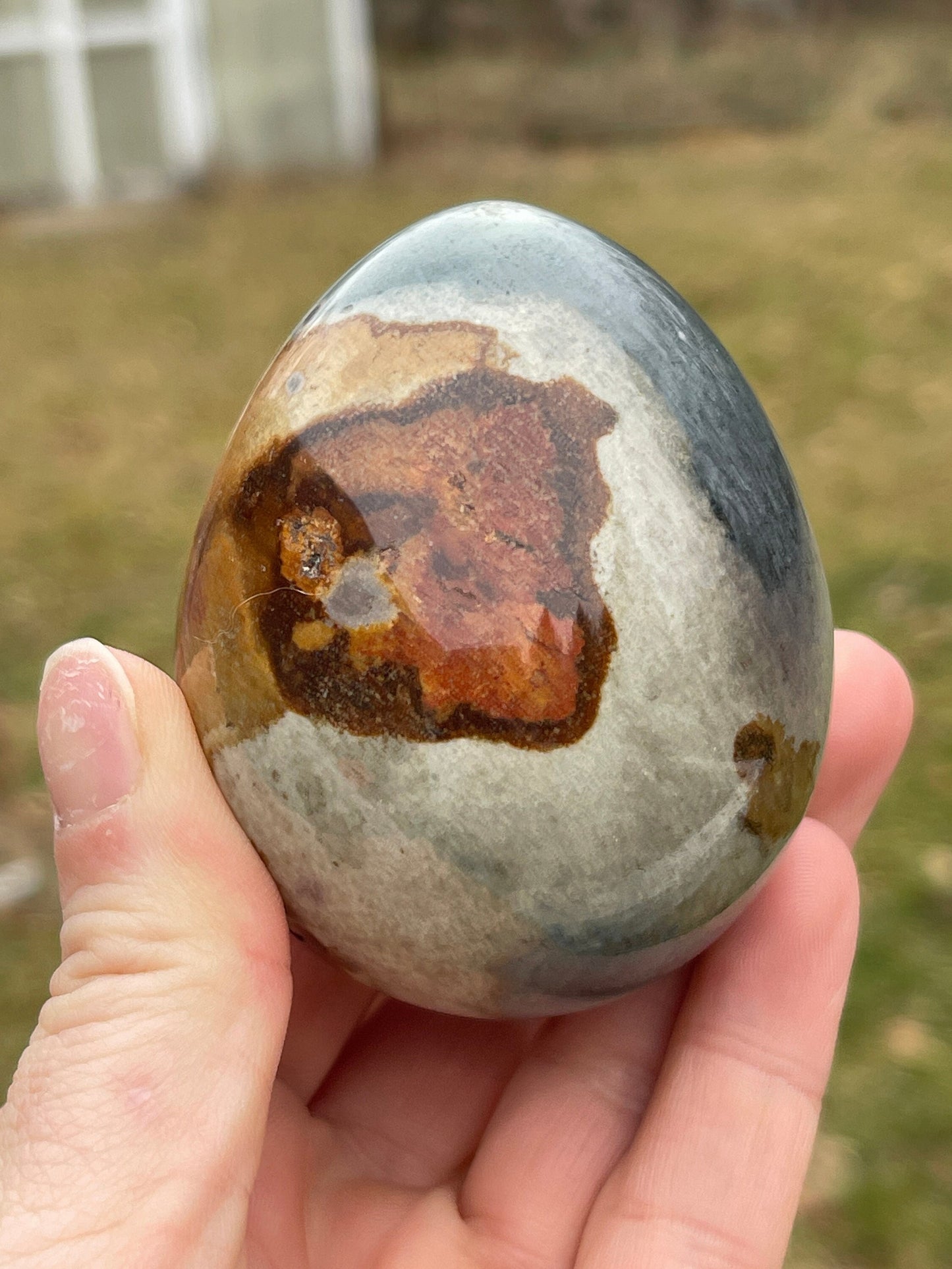 Polychrome Jasper Crystal Egg Carving: Meditation Stone