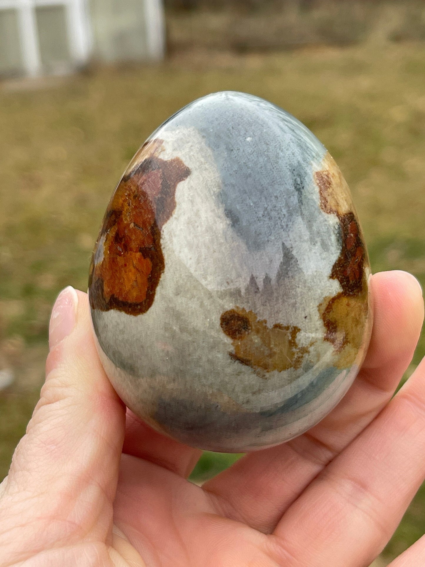 Polychrome Jasper Crystal Egg Carving: Meditation Stone