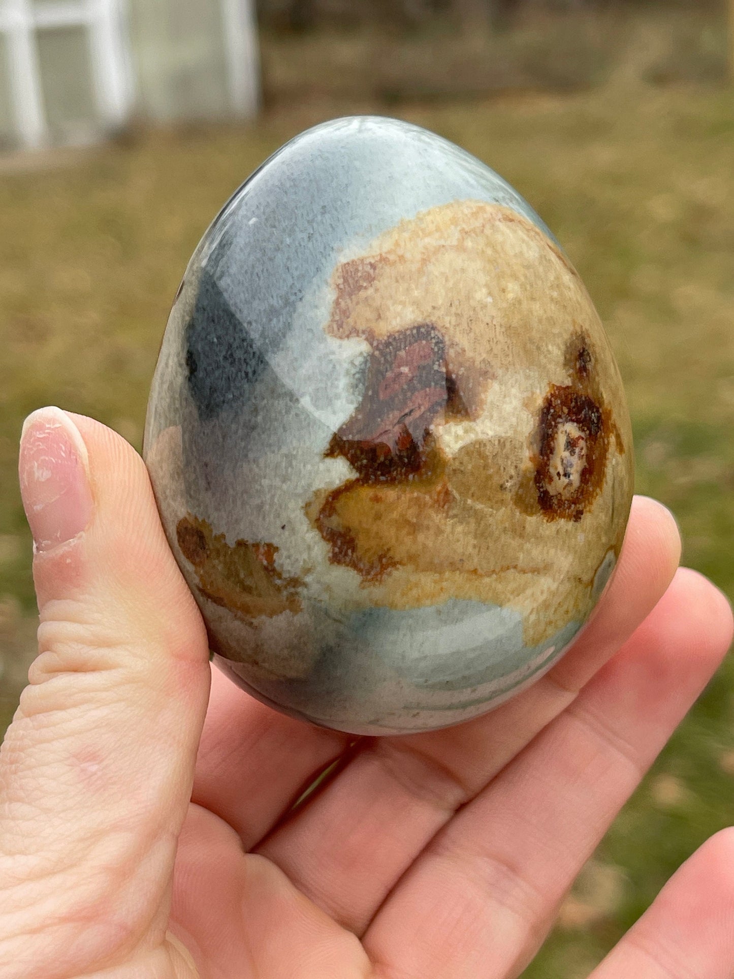 Polychrome Jasper Crystal Egg Carving: Meditation Stone