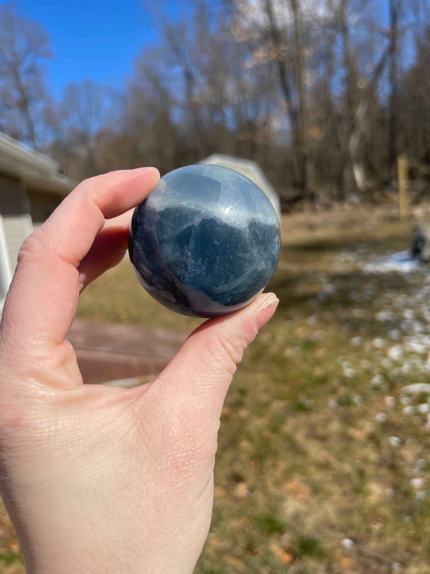 Blue Fluorite Crystal Sphere