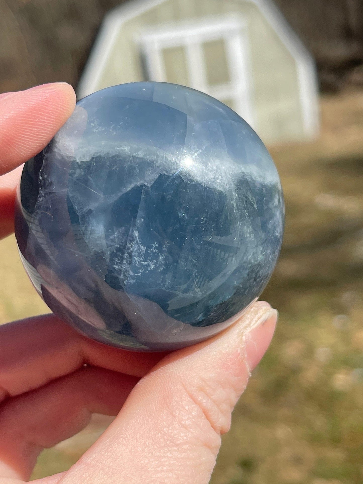 Blue Fluorite Crystal Sphere