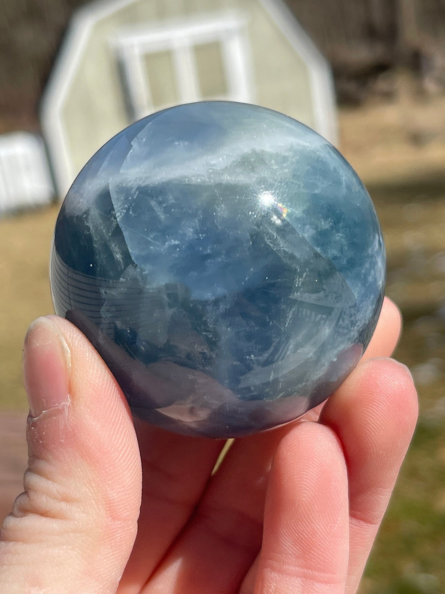 Blue Fluorite Crystal Sphere