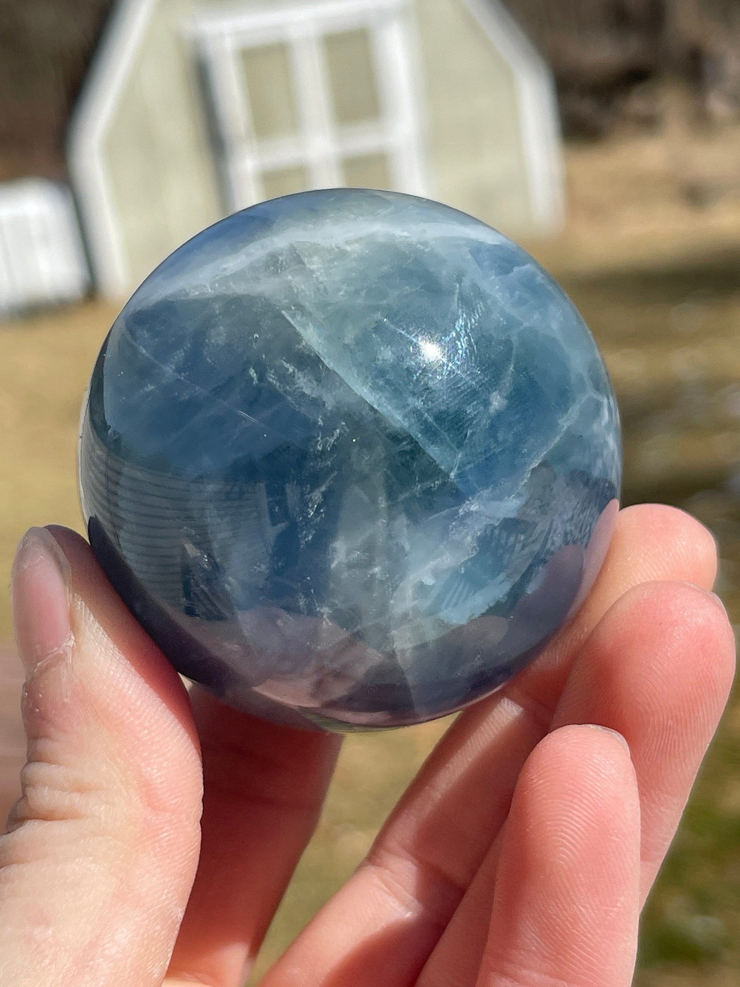 Blue Fluorite Crystal Sphere