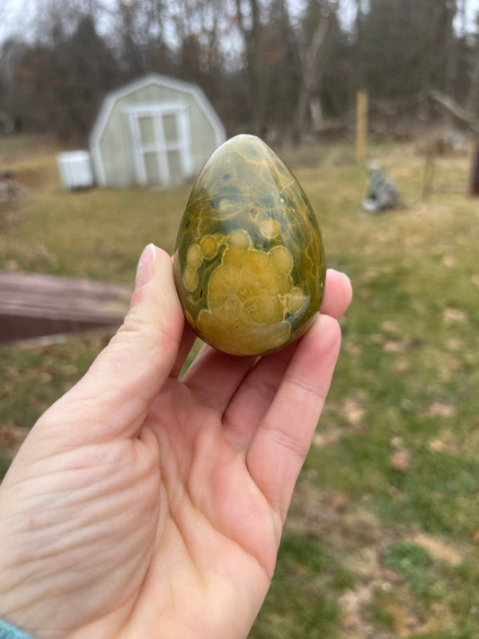 Ocean Jasper Crystal Egg: Meditation Stone Carving