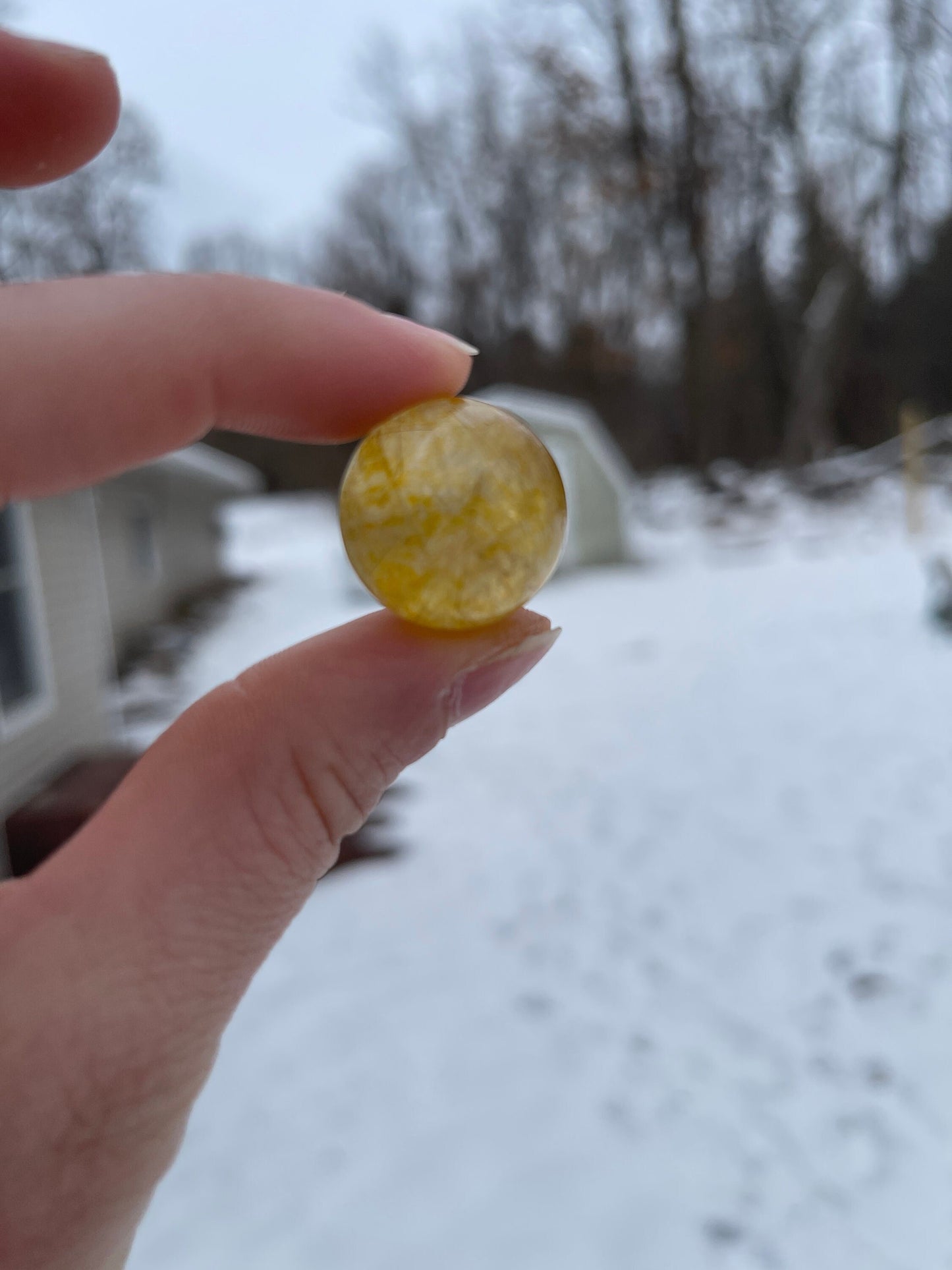 Rainbow Golden Rutile Mini Sphere: Crystal Carving, Meditation Stone
