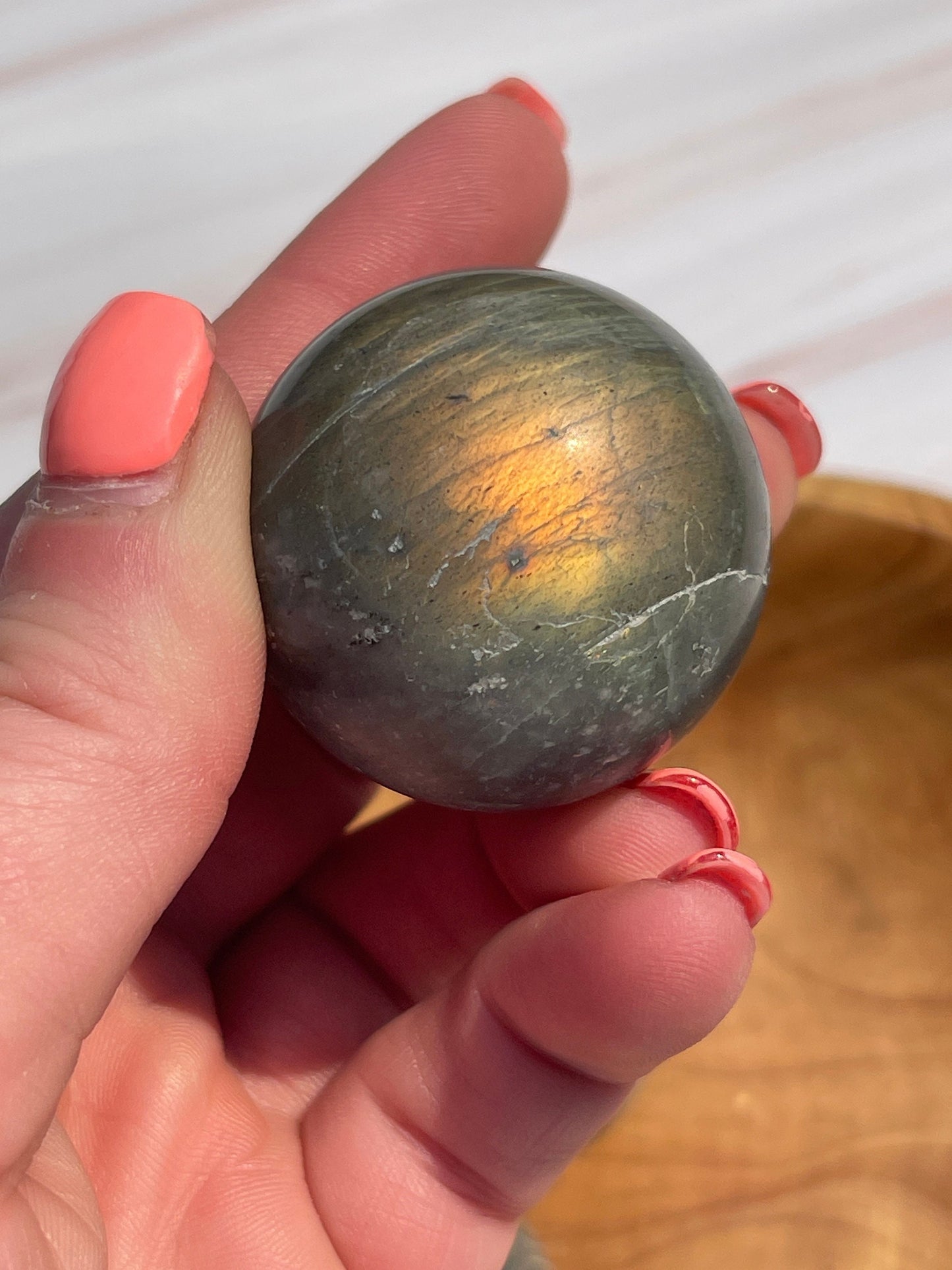 Small Labradorite Crystal Sphere: Pocket Meditation Stone