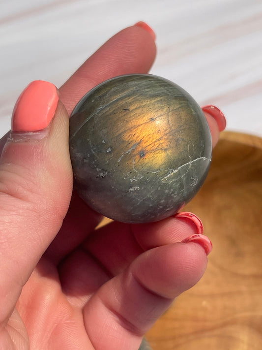 Small Labradorite Crystal Sphere: Pocket Meditation Stone