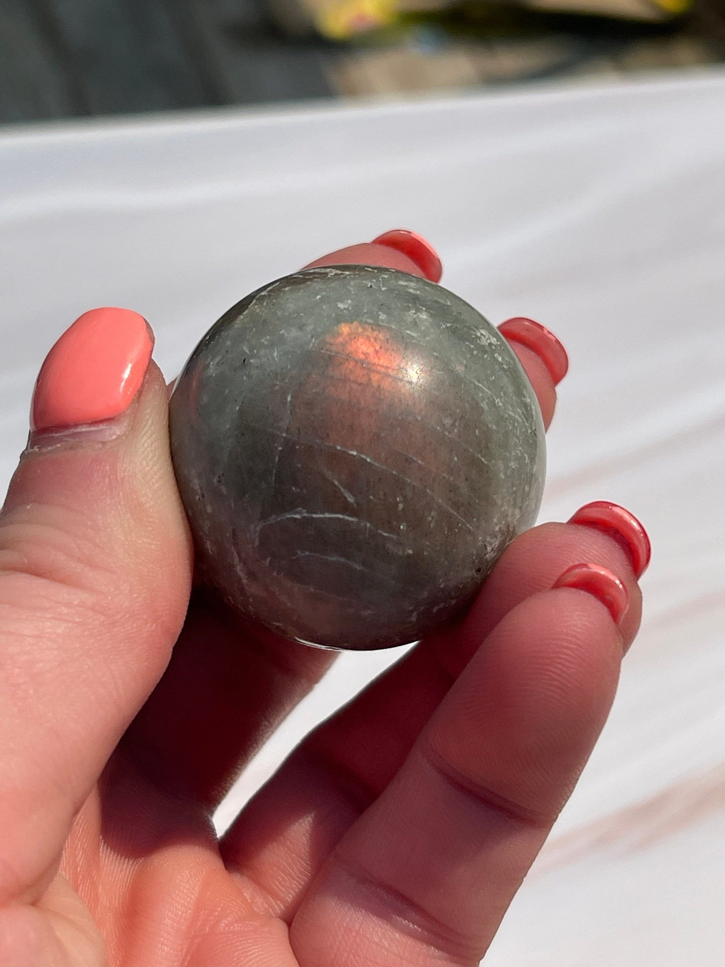 Small Labradorite Crystal Sphere: Pocket Meditation Stone