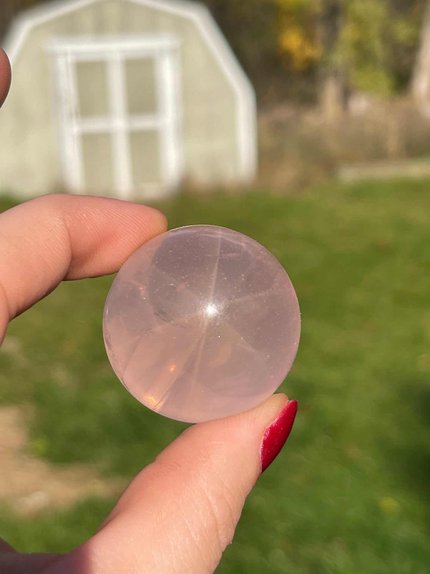 Small Rose Quartz Sphere with Star Flash