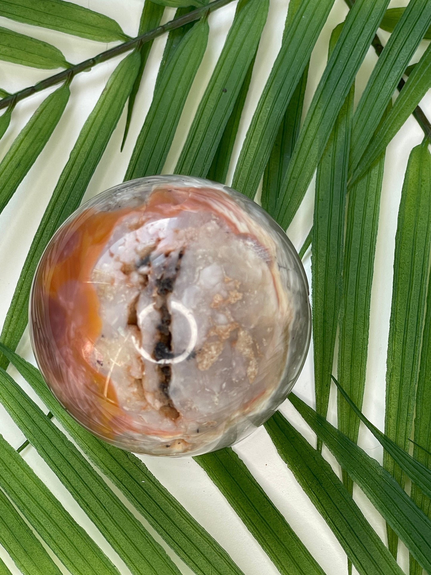 Pink Agate Sphere with Druzy
