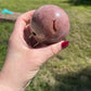 pink amethyst sphere with druzy and moss agate