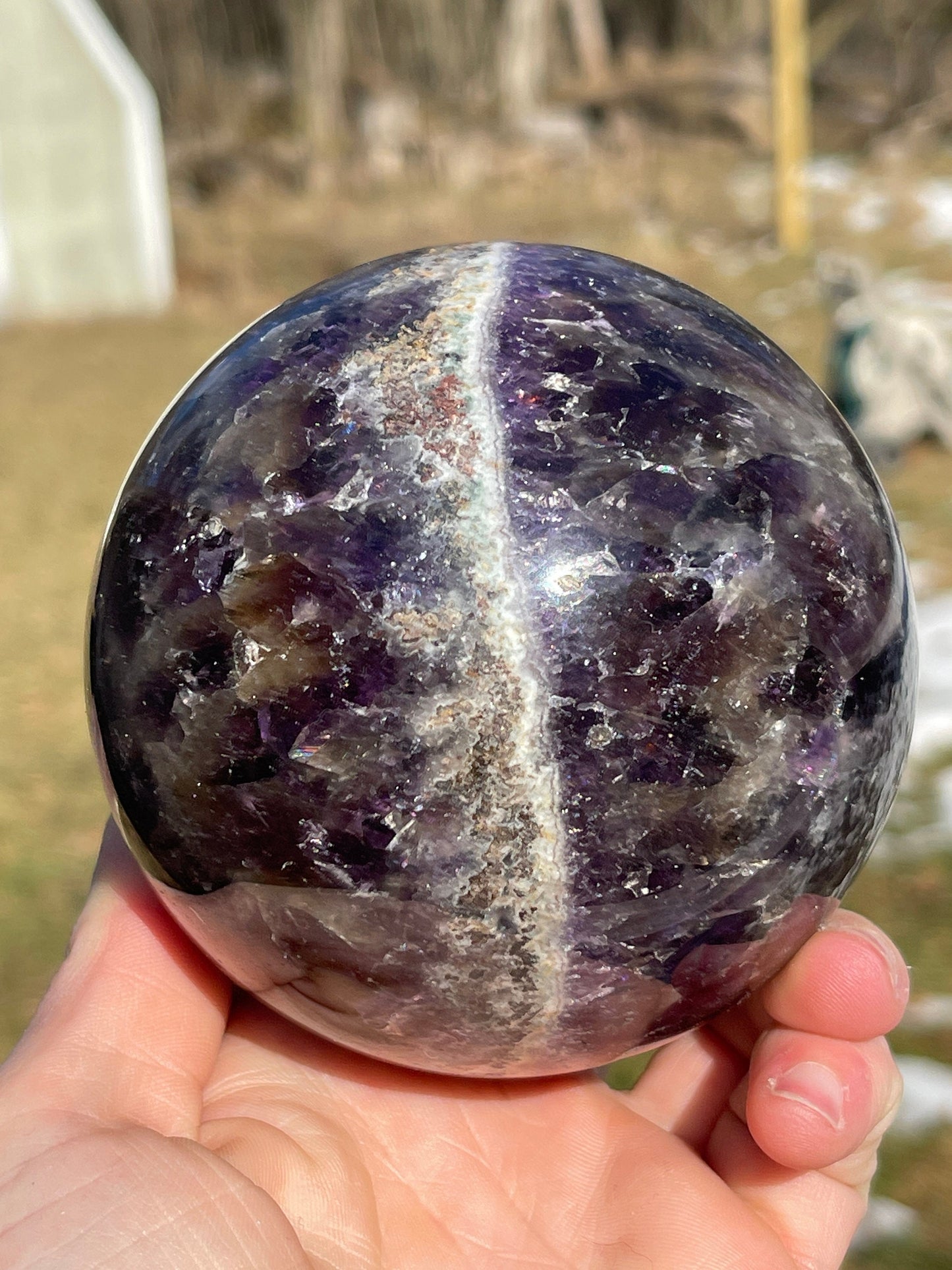 Dream Amethyst Crystal Sphere |  Meditation Stone | Crystal Carving