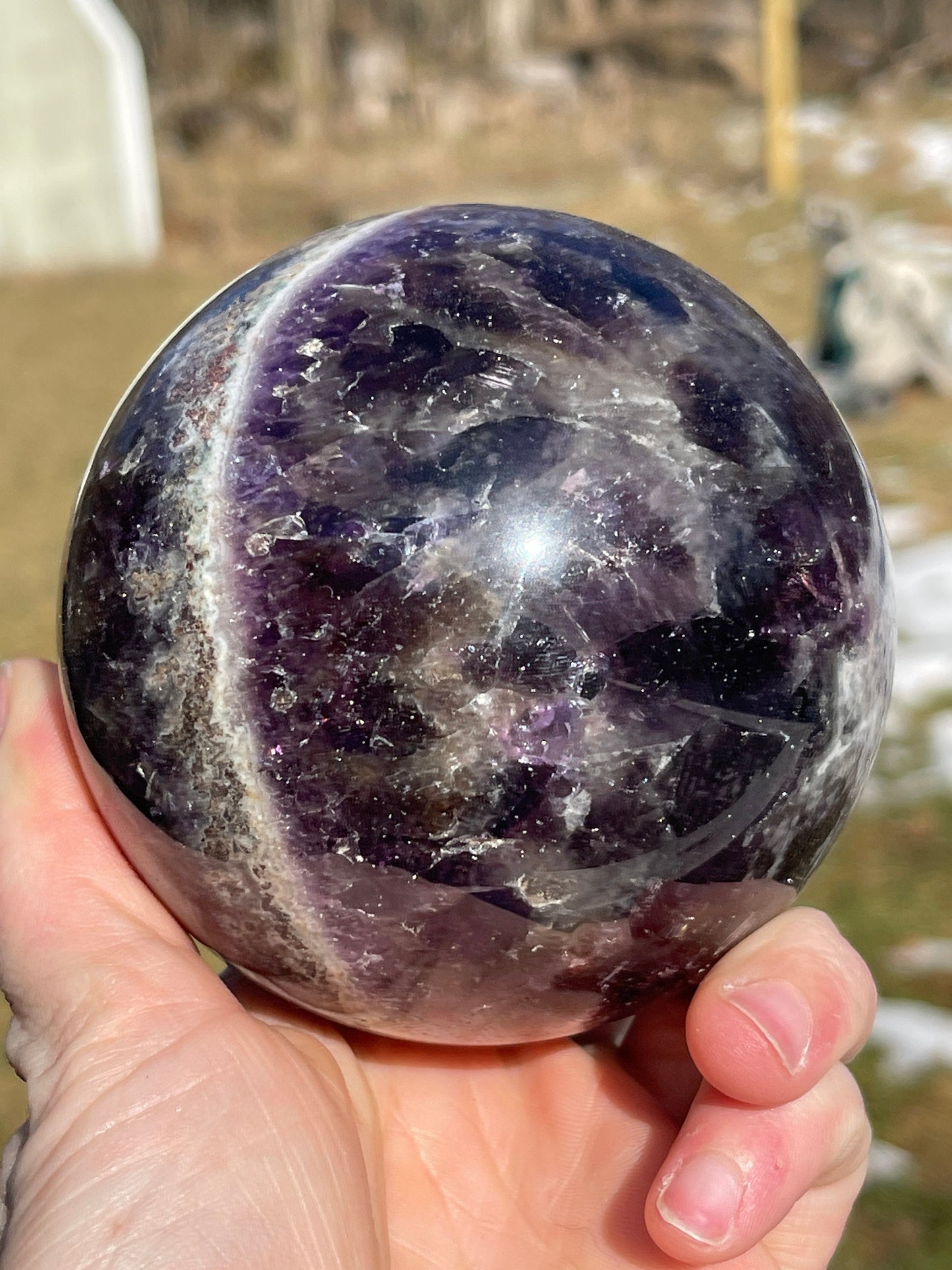 Dream Amethyst Crystal Sphere |  Meditation Stone | Crystal Carving