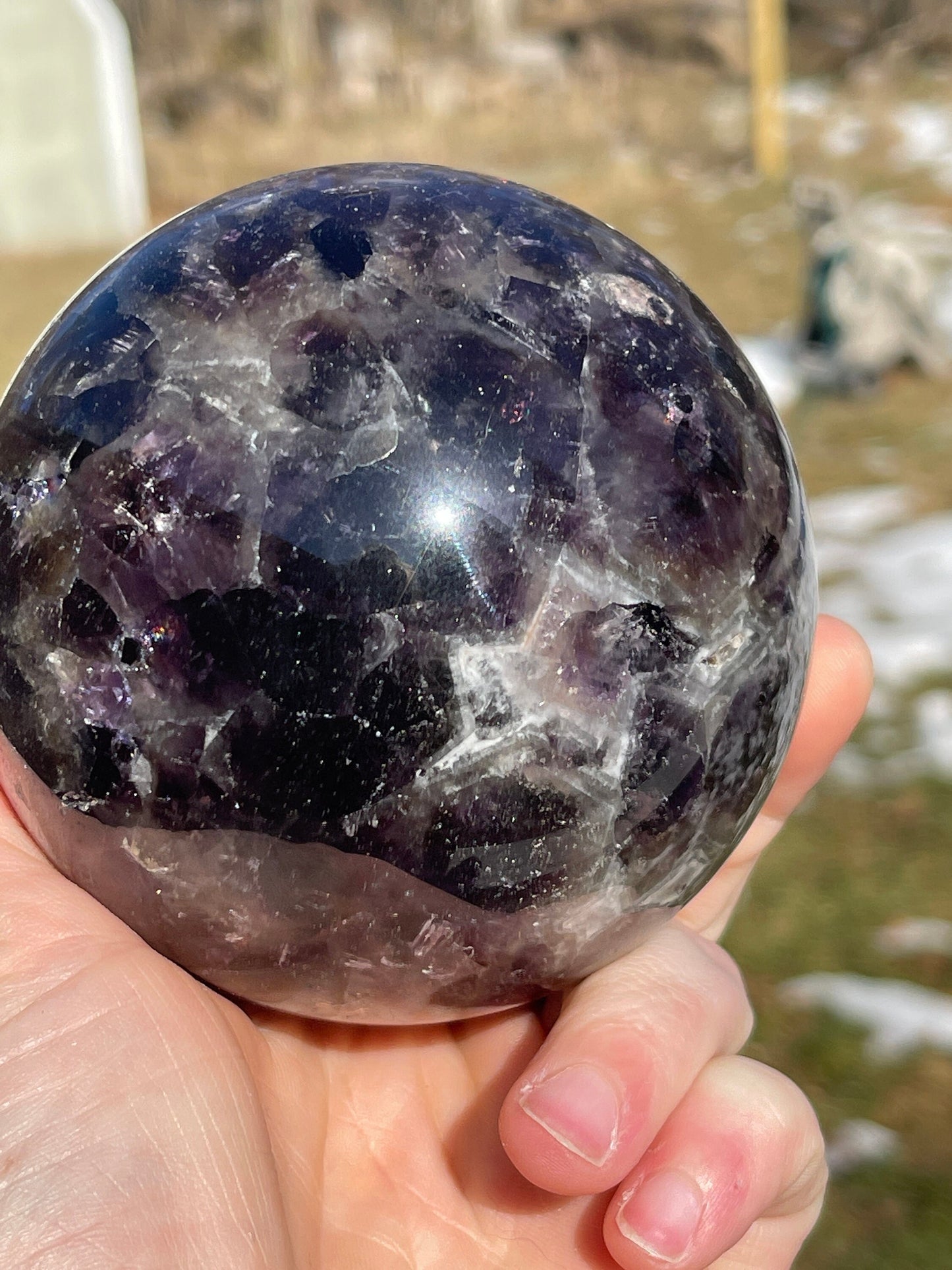 Dream Amethyst Crystal Sphere |  Meditation Stone | Crystal Carving