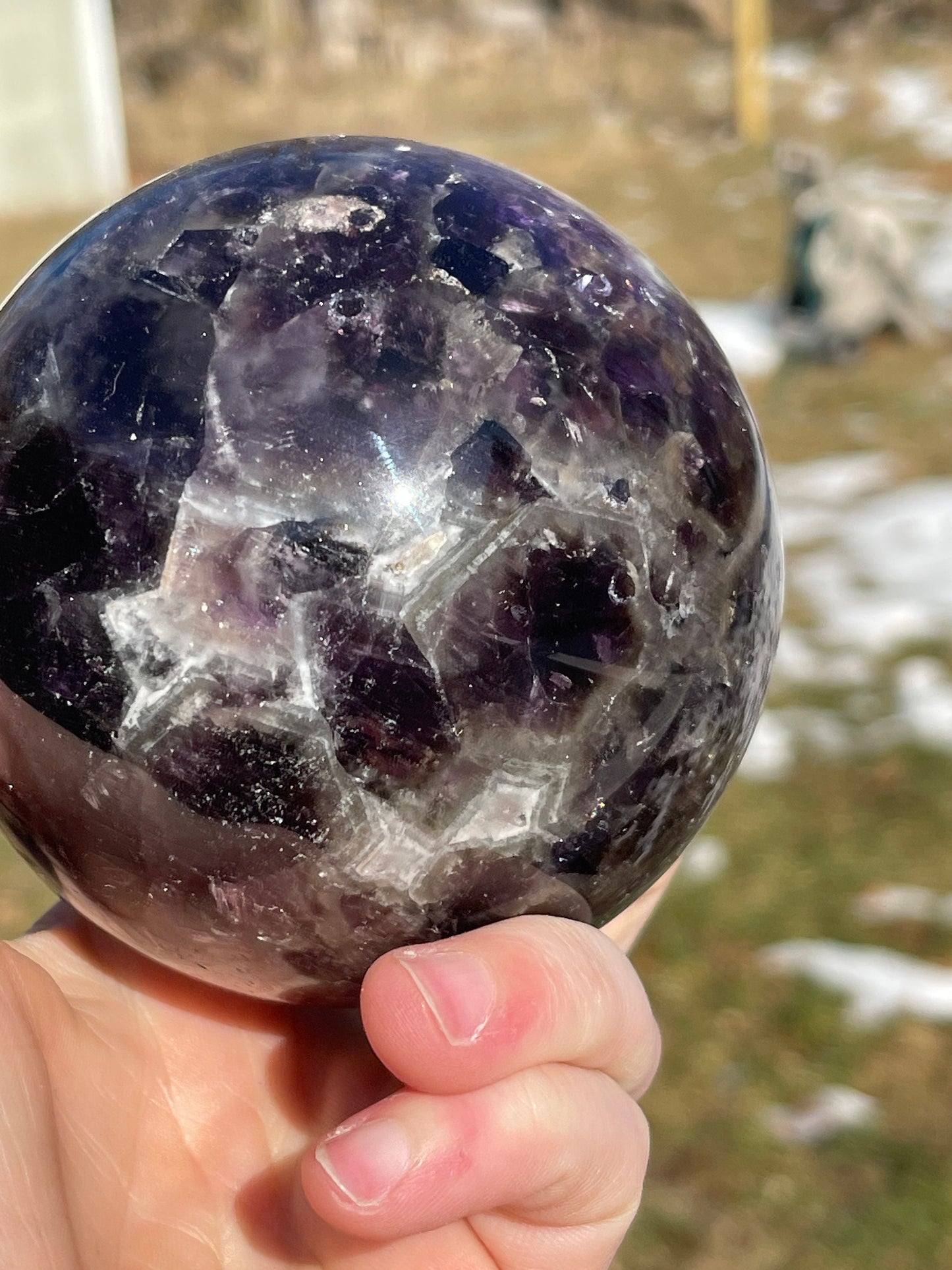 Dream Amethyst Crystal Sphere |  Meditation Stone | Crystal Carving