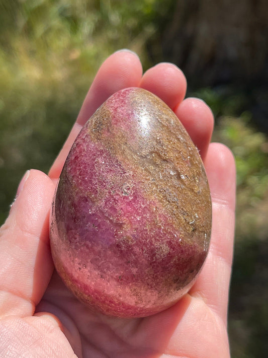 Rhodonite Crystal Egg: Emotional Balance Stone
