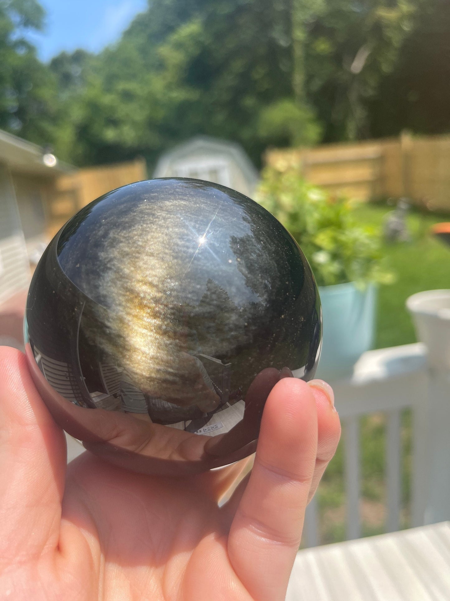 Large Golden Sheen Obsidian Sphere: Meditation Crystal Gift